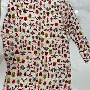 Insect Print Long Sleeve Shift Dress